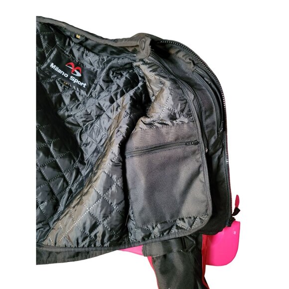 Milano Sport Mens Motorcycle Jacket Med Black Red Padded Detachable Liner - Picture 14 of 16